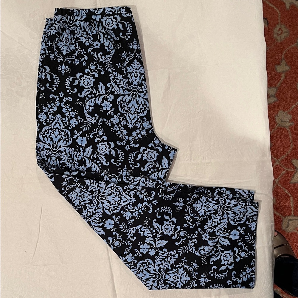 Requirements Black and Blue Floral Cropped/ankle length  Pants